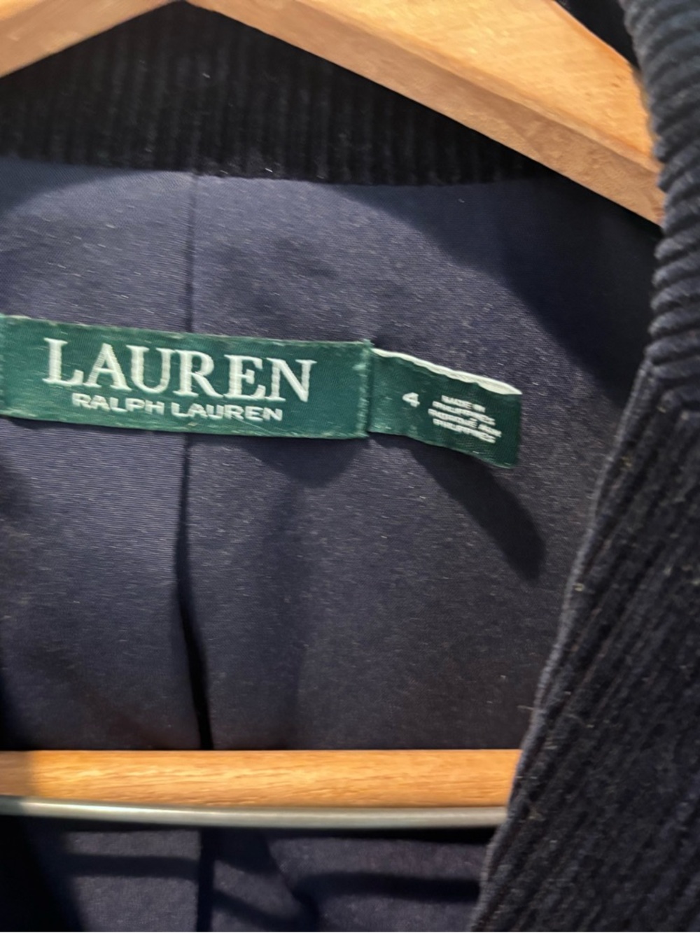 Ralph Lauren Navy Corduroy Blazer with Embroidered Crest - Picture 2 of 4